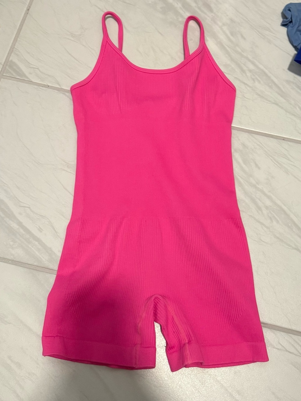 Women's Pink Ribbed Sleeveless Romper